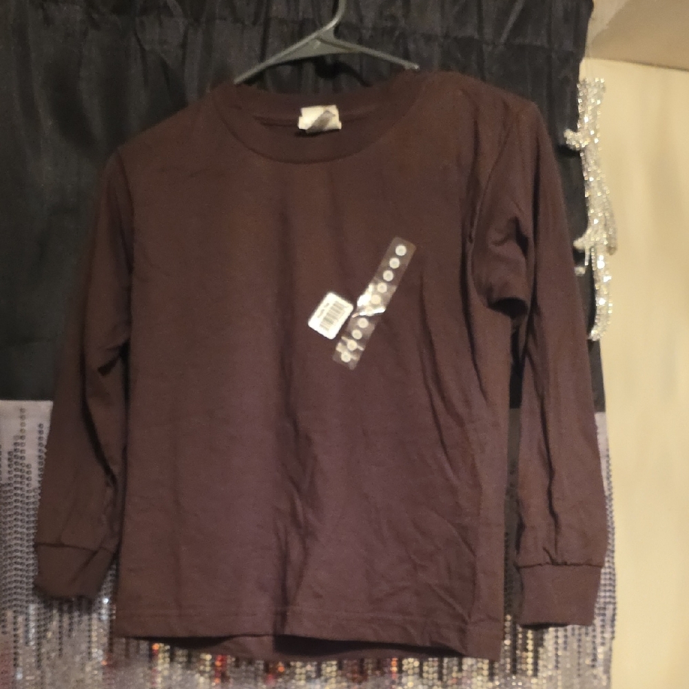 🔵Alstyle Chocolate Brown Kids Long Sleeve Tee